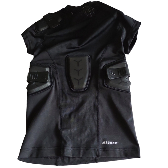 NWT Adidas Boy's Small Aeroready Force Padded Compression Integrated Black Shirt - Picture 2 of 16